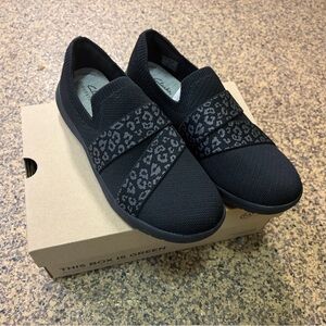Clarks Black Leopard Print Sneakers